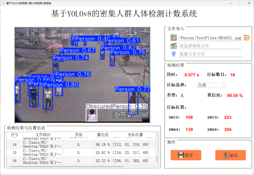 基于深度学习YOLOv8的密集人群人体检测人数统计人体计数人流统计系统设计-创享日记