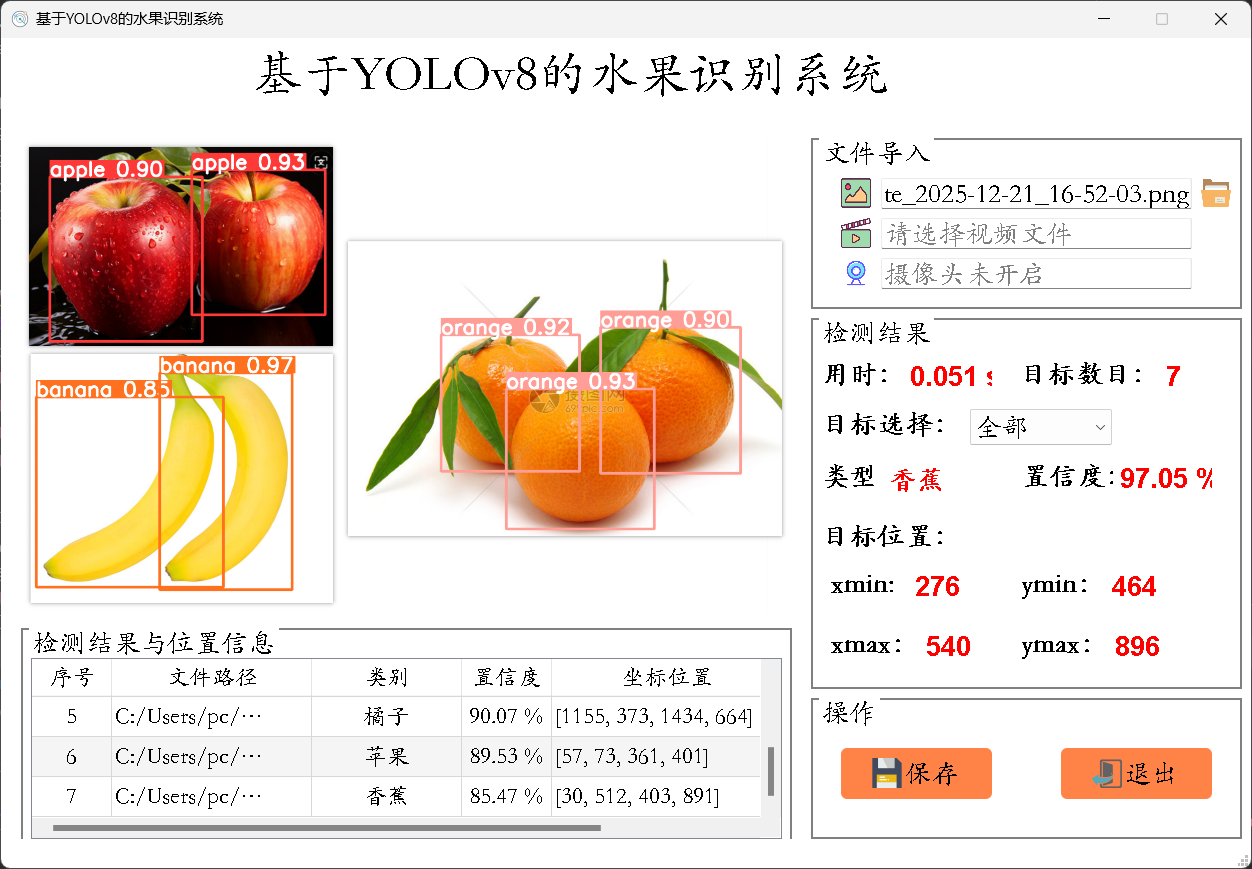 基于深度学习YOLOv8的水果识别水果检测苹果识别香蕉橘子识别目标检测-创享日记