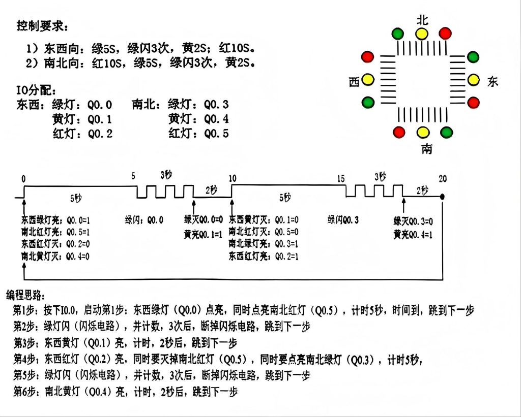 基于PLC的交通灯控制系统设计红绿灯控制博图组态仿真-创享日记
